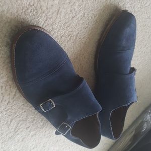 Dune Brigadier Monk Shoes in Navy Suede
